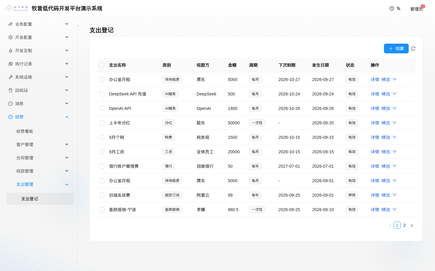 支出列表