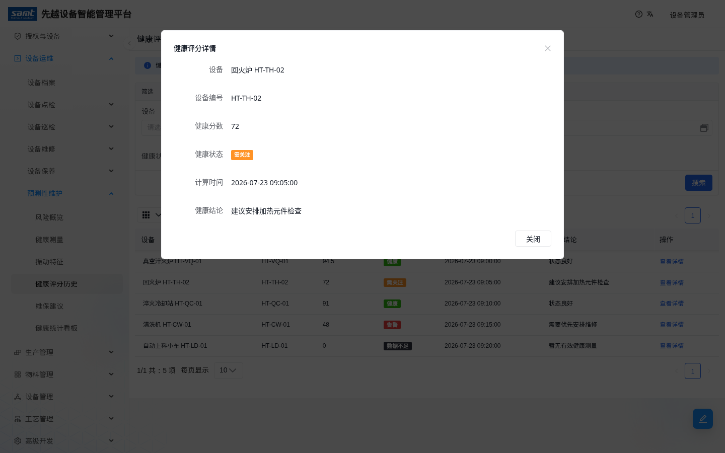 健康评分详情